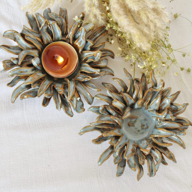 Seafoam Petals Candle Holder