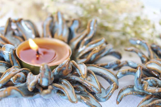 Seafoam Petals Candle Holder - Image 2