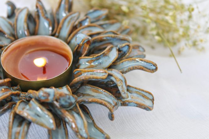 Seafoam Petals Candle Holder - Image 6